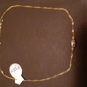 10K SOLID YELLOW GOLD/ WHITE GOLD/  ANKLE BRACELET NEW ADJUSTABLE 9" or 10"